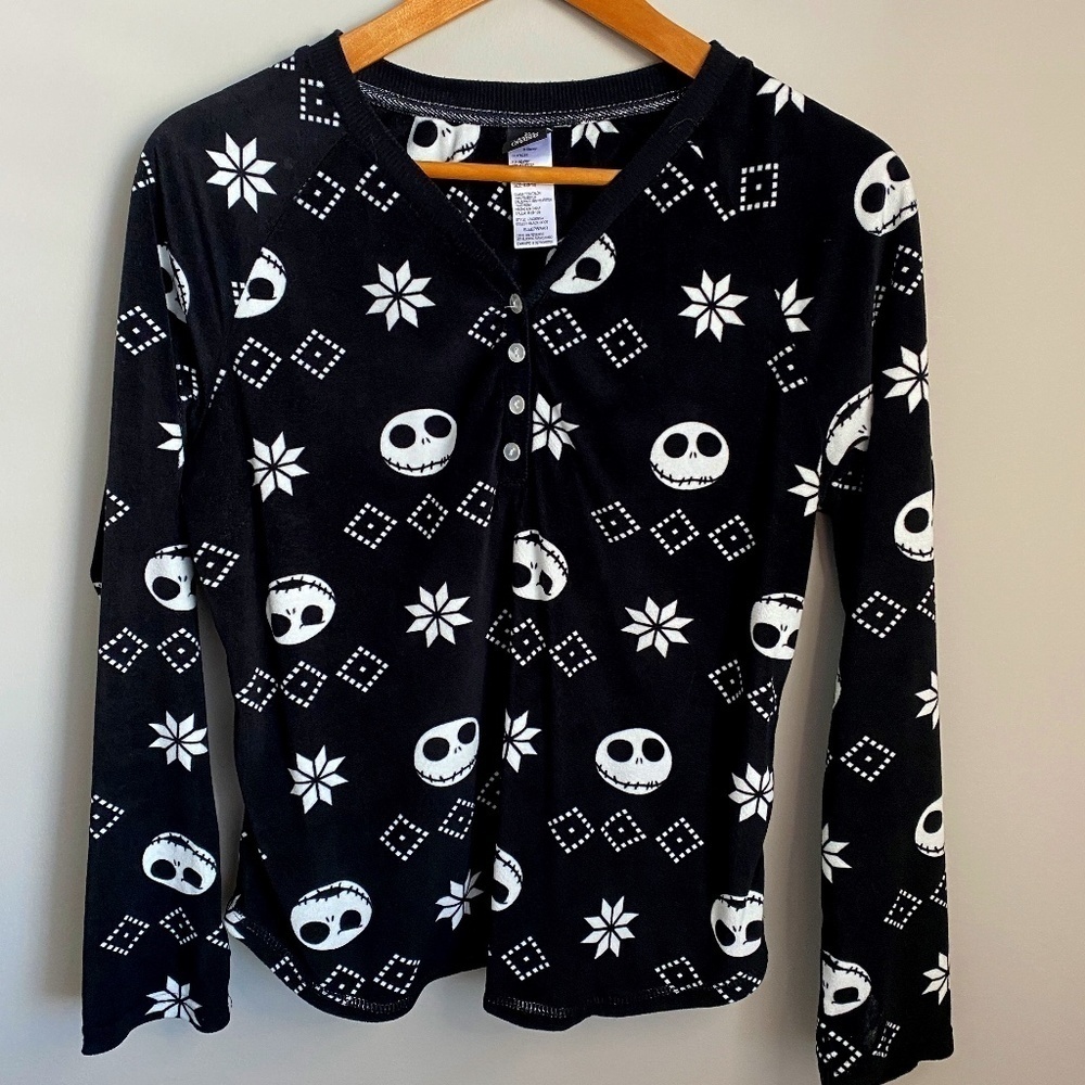 Disney The Nightmare Before Christmas Women's Black Print Sleep‎ Shirt Medium